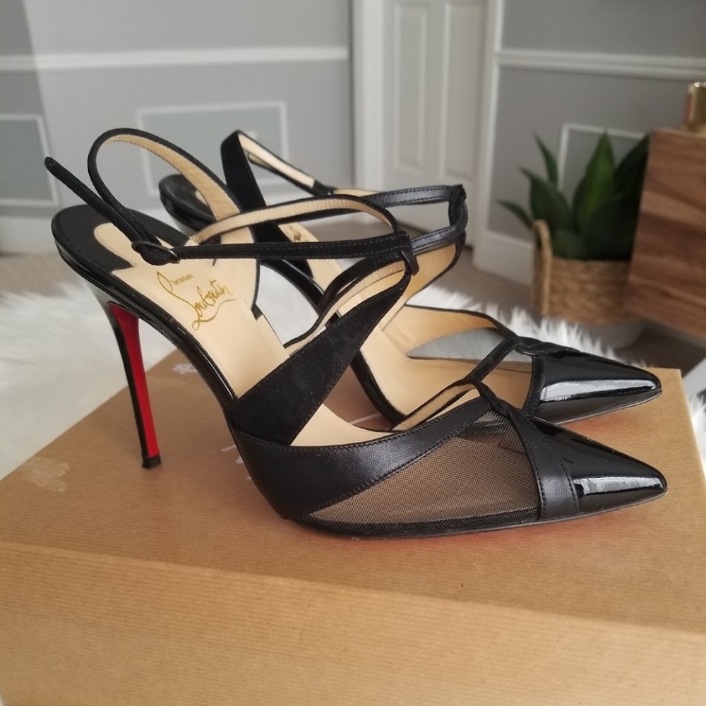 CHRISTIAN LOUBOUTIN Patent Kid Suede Mesh Evoluta